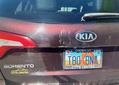 Back of a SUV car body before an accident.