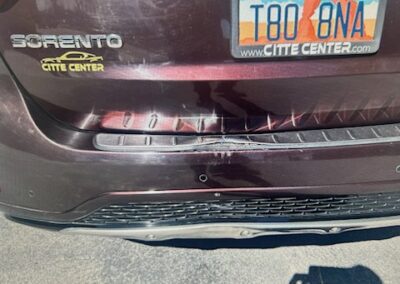 Back of a SUV car body before restoration.